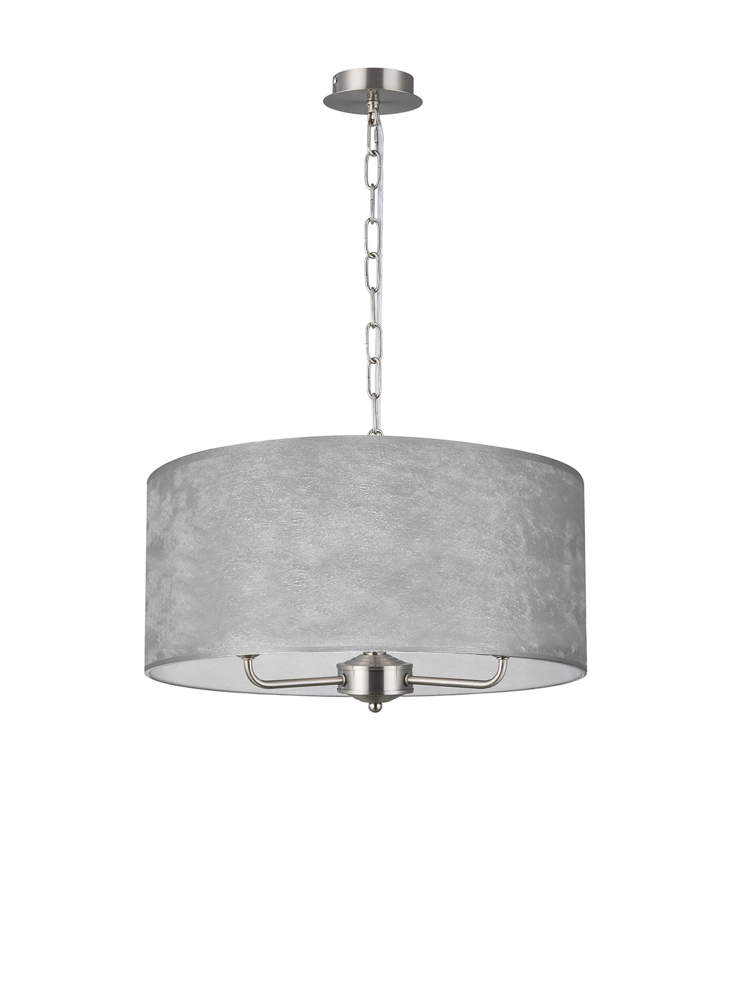 Banyan 50cm 3 Light Pendant Satin Nickel, Silver Leaf DK0856  Deco Banyan SN SL